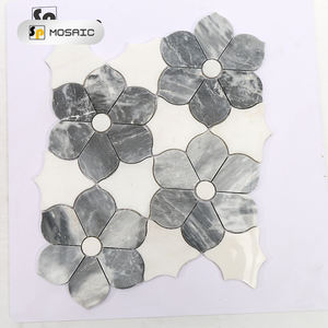 Thassos bianco misto grigio a forma di fiore <span class=keywords><strong>design</strong></span> cucina posteriore <span class=keywords><strong>splash</strong></span> e bagno parete mosaico di marmo - Product Image 1
