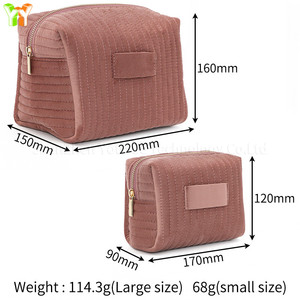 Petite Trousse de Toilette de Voyage Matelassée en Velours pour Femme, avec Fermeture Éclair, pour Rangement de Maquillage et Cosmétiques - Product Image 2