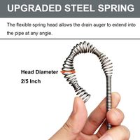 Déboucheur de drain flexible de 25 pieds avec adaptateur pour perceuse, serpentin de plomberie manuel pour cuisine, salle de bain, douche, évier