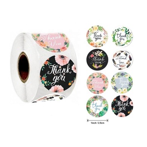 500 Pezzi/Rotolo Adesivi Rotondi Carini con Motivi Floreali a Righe Bianche <span class=keywords><strong>e</strong></span> Nere per Bambini - Product Image 1