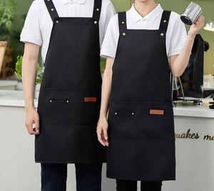 Tablier imperméable avec bretelles réglables et grandes poches, en toile de coton, pour la cuisine, tablier de chef - Product Image 1