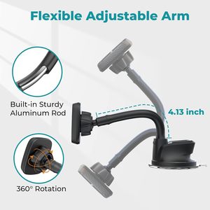 Soporte Universal para Teléfono Móvil con Ventosa Magnética para Tablero de Auto, Diseño Flexible y Ajustable de 360 Grados para Uso en Auto y Escritorio - Product Image 2