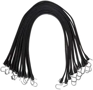 Factory Supply Multiple Length Long Heavy Duty EPDM Rubber Tarp Strap Bungee Cord With S Hook EPDM Rubber Tarp Strap