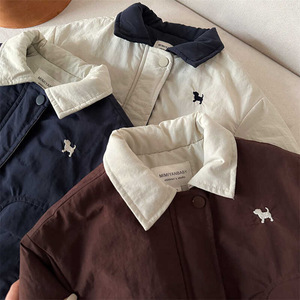 Tongxingyuan Children's Jacket 2026 Autumn New Arrival Boys Girls Color Block Lapel Cotton Coat Baby Cartoon Puppy Cotton Jacket - Product Image 4