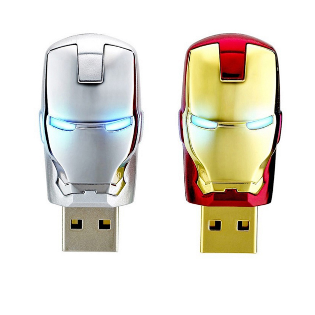 Iron Man LED Light USB 2.0 Pendrive Cartoon USB Flash Drive 4GB 8GB 16GB 32GB 64GB Memory Stick Student Gift U Disk Cle Usb
