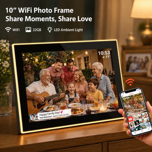 Marco de Fotos Digital WiFi de 10 Pulgadas con Luz LED, Memoria de 32 GB, Marco Inteligente <span class=keywords><strong>para</strong></span> Compartir Fotos Familiares con las Aplicaciones Frameo - Product Image 1