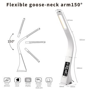 Lámpara de Escritorio Flexible con Calendario, Protección Ocular, Cuello de Cisne Plegable, Luz LED Táctil, Reloj, para Estudio, Lectura, Hotel, Mesita de Noche - Product Image 6