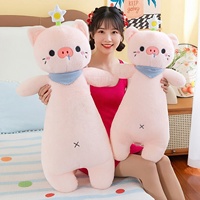Peluche cochon rose mignon à fleurs avec rembourrage en coton PP, design de pattes à clipser, longue écharpe – Cadeau de mariage pour tous les âges