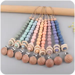 Offre Spéciale perles de sucette en bois pour bébé avec Clip, jouets de dentition souples, perles à mâcher