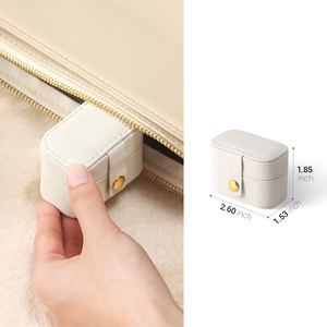 Elegant PU Leather <b>Mini</b> Jewelry <b>Box</b> Portable Snap Closure Velvet Lined <b>Storage</b> Case For Rings And Earrings - Product Image 4
