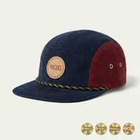 Topi Pantai Musim Dingin Berbahan Corduroy dengan Logo Patch Kustom, Model 5-Panel, Pinggiran Datar, Gaya Vintage, Unisex, Cocok untuk Olahraga, Santai, dan Aktivitas Luar Ruangan, Laris Manis