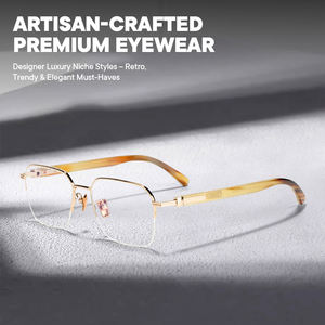 サン・ヴァン・ゴッホ直販ビジネススタイルアイウェアフレーム高級ホーンチタン素材メガネフレーム（顔の大きな方用） - Product Image 2