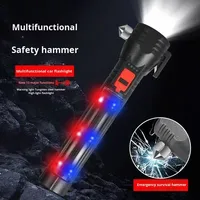 Lampe de poche multifonctionnelle pour auto-sauvetage de voiture avec ampoule LED Chargement USB Lumière puissante Corps ABS pour le camping et le sauvetage en cas d'incendie