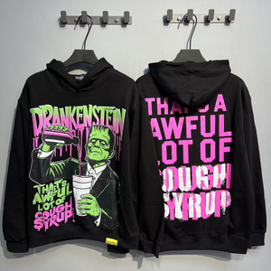 Ropa de hombre sudaderas con capucha de alta calidad 100% algodón ropa de calle pesada que es un montón horrible de Sudadera con capucha de jarabe para la tos para hombres - Product Image 3