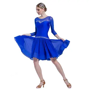 LP-1705 拉丁舞表演实践连衣裙新款成人网套国标伦巴chacha实践连衣裙的女孩