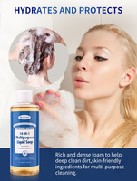Savon liquide naturel et biologique multi-usages OEM 18-en-1, végétalien, adapté pour le corps, le visage, les cheveux, les mains, la vaisselle, les animaux domestiques, la lessive ; IFRA MSDS