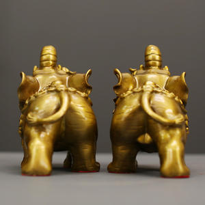 ทองเหลือง Jubao ช้างคู่แกะสลักฮวงจุ้ยเครื่องประดับสำหรับห้องนั่งเล่นและสำนักงานของตกแต่งโต๊ะ - Product Image 4