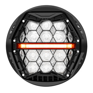 Faro LED de 5-3/4 pulgadas (5.75) con lente ámbar DRL compatible con Dyna Street <span class=keywords><strong>Bob</strong></span> Super Wide Glide Low Rider Night Rod <span class=keywords><strong>Train</strong></span> - Product Image 1