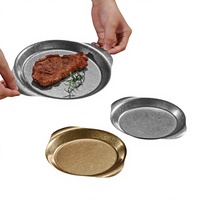 Plateau binaural vintage en acier inoxydable Yolecen, ancien restaurant, plat plat pour poulet frit, pâtes, serpent, barbecue, plateau personnalisé rétro