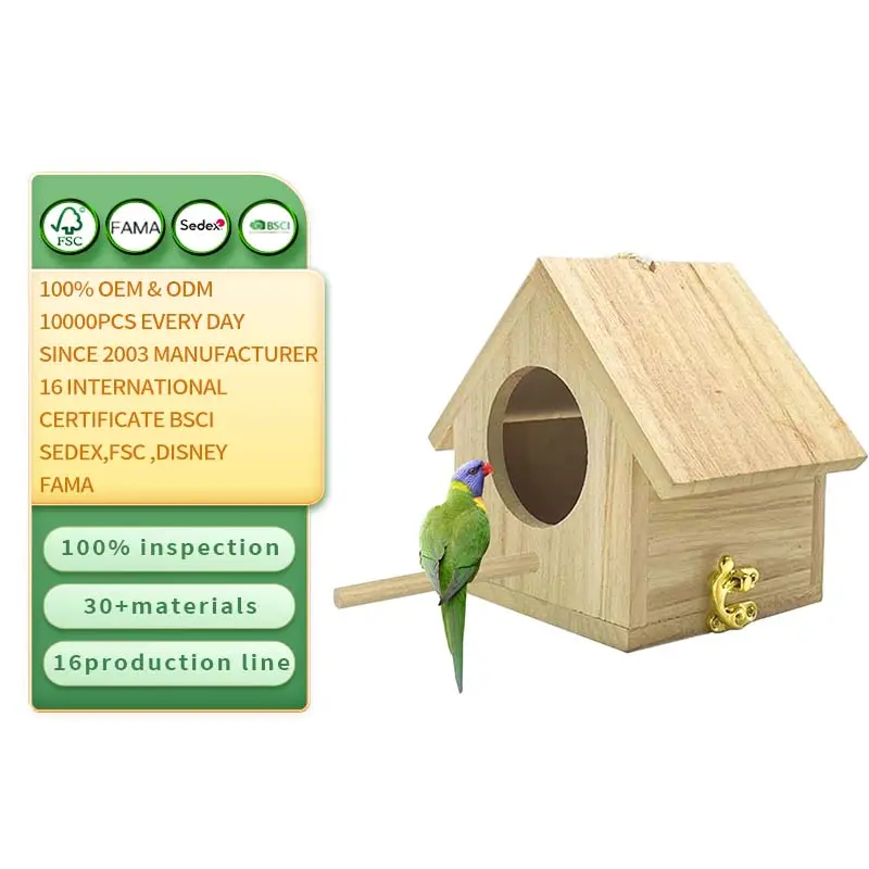 Piccolo uccello nido Box decorativo birdwatching in legno appeso in bambù Birdhouse per uso esterno