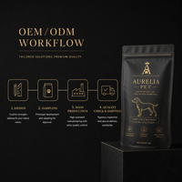 Pochette alimentaire pour animaux de compagnie, noire mate, imprimée sur mesure, avec estampage à chaud doré et fermeture éclair refermable, pour l'emballage de friandises pour chiens et chats