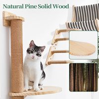 Offres Spéciales bois arbre chat étagères murales ensemble chat lune hamac et chat mur plate-forme meubles pour l'escalade