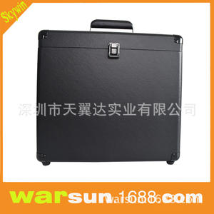 Caja de almacenamiento portátil Skywin de 350x170x335 mm, estuche de cuero negro mate para discos de vinilo, caja de regalo duradera - Product Image 2