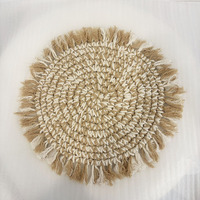 Set de table rond en macramé style rustique fait main en coton et polyester, lavable, pour la protection de la table, utilisation intérieure/extérieure
