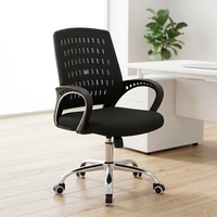 Chaise de bureau exécutive ergonomique de qualité supérieure à dossier mi-haut, accoudoirs réglables, design minimaliste, structure en acier convertible pour chambre à coucher