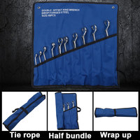 Juego de llaves de boca métricas ajustables de doble extremo, llave de anillo larga de 45 grados HRC38-45 con estuche enrollable Zorro/Sellena Zl-Spanner
