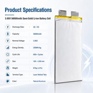 Pochette en aluminium laminé pour batterie de drone 56000mAh 3.95V 3C cellule unique légère pour quadricoptère, hexacoptère, octocoptère - Product Image 3