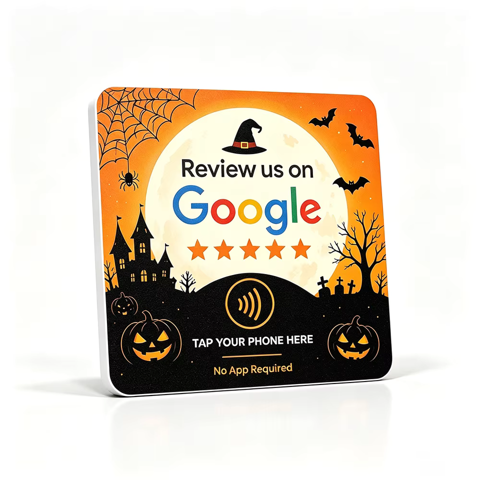 Halloween Custom PVC NFC RFID Payment Table Stand with QR Code Tap to ...