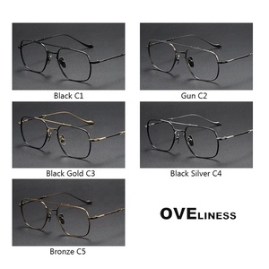 Montura de gafas de titanio puro 2024 para hombre, monturas de gafas de piloto cuadradas <span class=keywords><strong>Retro</strong></span> Vintage, gafas completas para hombre - Product Image 5