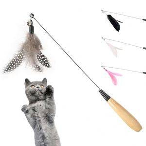 Entrega Rápida: Juguete para Gatos con Varita de Madera CFA, Plumas y Campana, Cabezal de Repuesto Extraíble y Duradero, Juguete para Rascar para Gatos - Product Image 1