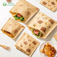 Sacs à emporter en papier kraft compostable pour poulet, hot-dogs et sushis avec impression offset pour les concessions