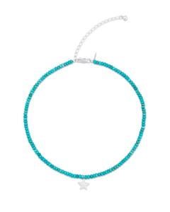 Collier perlé à breloque, Turquoise et argent Sterling, étoile - Product Image 1