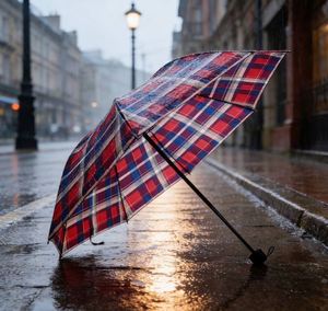 Parapluie pliant de voyage Sancai personnalisé, coupe-vent et imperméable, pour hommes et femmes, motif à carreaux classique, en acier inoxydable - Product Image 3