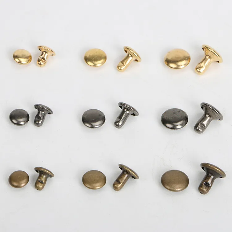 DWDP Custom Metal Brass Stainless Steel Mushroom Head Leather Hollow Rivets Press Stud Head Double Cap Buttons Garment Riv