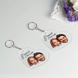 <span class=keywords><strong>Llavero</strong></span> <span class=keywords><strong>Personalizado</strong></span> con Forma de Corazón con Imágenes y Texto Personalizados, Fotos de Mascotas Familiares en Acrílico con Impresión UV - Product Image 5