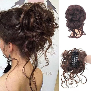 Damen Mädchen Long Tail Curly Synthetic Hair <span class=keywords><strong>Scrunchie</strong></span> mit elastischem Haarband Hot Selling <span class=keywords><strong>Messy</strong></span> Chignon <span class=keywords><strong>Bun</strong></span> - Product Image 5