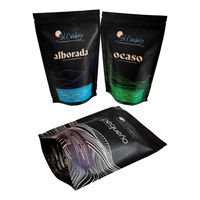 Sachet de café personnalisé imprimé, refermable, avec valve, faible MOQ, vente en gros, qualité alimentaire, emballage noir Bolsa