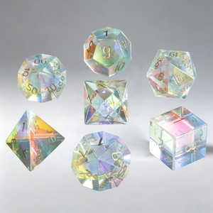 Ensemble de dés polyédriques DND en améthyste naturelle Feeron, 7 pièces, respectueux de l'environnement, durables, en pierres précieuses, pour jeux de rôle de table, avec incrustation de chiffres dorés - Product Image 6