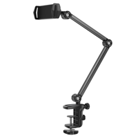 Support de bureau en alliage d'aluminium avec base rotative à 360°, bras long, support de moniteur portable magnétique, support de tablette adapté à l'iPad et à l'iPhone