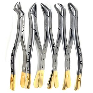 Ensemble de forceps d'extraction dentaire 5 pièces à mâchoires dentelées pour l'extraction des molaires supérieures et inférieures, instruments chirurgicaux manuels - Product Image 1