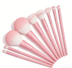 Juego de 10 Brochas de Maquillaje Planas con Mango de Madera y Pelo Sintético para Rostro, Sombras de Ojos, Polvo y Colorete - Product Image 2