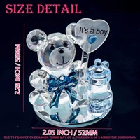 Adorable ours en verre cristal – Cadeau de naissance pour bébé garçon ou fille – Décoration de table – Fournitures pour fête prénatale