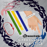 Clés USB personnalisées Gitra avec logo, en vrac, pas chères, en silicone, 8 Go, 4 Go, bracelet/bracelet USB, 16 Go, 32 Go, 64 Go, 128 Go avec interface USB 2.0