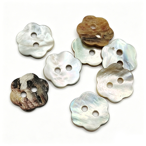 Botones Redondos de Concha de Nácar Natural con Rayas Curvas <span class=keywords><strong>Shinen</strong></span>, 2 Agujeros, para Ropa - Product Image 5