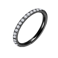 Cincin Hidung Baja 316L Berlapis Zirkon Model Clicker Gaya Eropa dan Amerika Perhiasan Tindik Cincin Hidung Segmen Berengsel