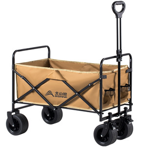 Bisinja <b>Camping</b> Cart 4-Wheel <b>Foldable</b> With <b>Table</b> For Outdoor Storage And Picnic - Product Image 2